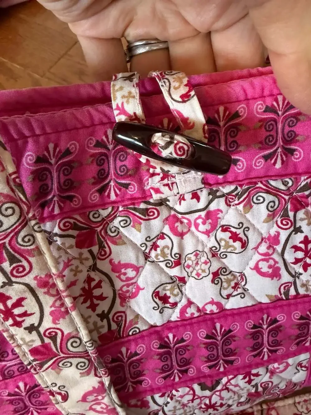 Lemon Hill Quilted Tote Bag and Wristlet Set in Very Berry Paisley Pattern